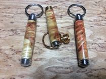 Flaming Box Elder Secret Compartment Keychains 6 small