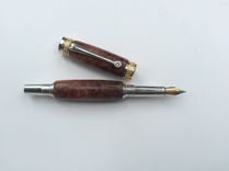 22kt. Gold And Rhodium Majestic Fountain Pen With Redwood Lace Burl 3 small