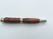 22kt. Gold And Rhodium Majestic Fountain Pen With Redwood Lace Burl 6 small