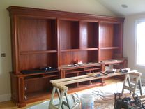 Traditional Mahogany Wall Unit /Home Office Desk 11 small