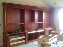 Traditional Mahogany Wall Unit /Home Office Desk 8 small