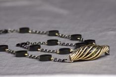 "Swirl" Necklace And Bracelet Set, Brass, Jasper, Wood 4 small