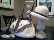 Felted Woman's Rolled Brim Hat Designed With Hand Spun Yarn 4 small