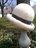 Felted Woman's Rolled Brim Hat Designed With Hand Spun Yarn 5 small