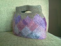 Violets In The Glen Handmade Knitted And Felted Interlock Design Bag 2 small