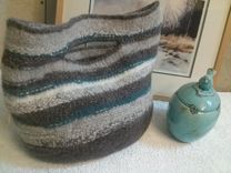 Random Trails Handmade Felted Tote With Cell Pocket 6 small