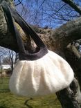 Snowdrift Bag Handmade Felted Natural Wool In A Soft Pleated Design 4 small
