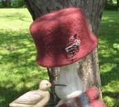 Storm Skies Hand Knitted And Felted Bucket Hat With One Of A Kind Hat Pin 1 small