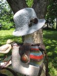 Icy Roads Hand Knitted And Felted Flat Brimmed Hat With Button Art. 5 small