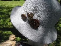 Icy Roads Hand Knitted And Felted Flat Brimmed Hat With Button Art. 7 small