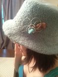 Icy Roads Hand Knitted And Felted Flat Brimmed Hat With Button Art. 2 small