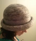 Heather Felted Natural Wool Roll Brim Hat 1 small