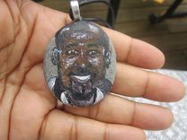 Custom Painted Portrait Beach Stone Rock Necklace 2 small