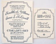 Vintage Deco Gatsby Inspired Wedding Invitations, Letterpress 3 small