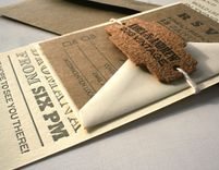 Vintage Fonts Long Letterpress Wedding Invitation With Rustic Cork Tag 1 small