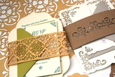 Letterpress, Laser Cut, And Wood Engraved  Wedding Invitations And Stationery 8 small