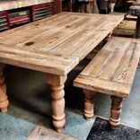 Reclaimed Hemlock Farmhouse Style Table And Bench 4 small