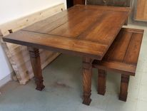 Solid Oak Farmhouse Table And Bench 1 small
