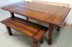 Solid Oak Farmhouse Table And Bench 2 small