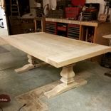 10ft Farmhouse Style Table W/ Extensions And Sculpted Base 1 small