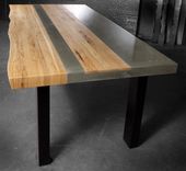 Concrete Wood & Steel Dining Kitchen Table 3 small