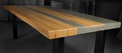 Concrete Wood & Steel Dining Kitchen Table 5 small