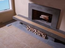 Concrete Fireplace Surround & Hearth With Wood Inlay 1 small