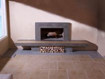 Concrete Fireplace Surround & Hearth With Wood Inlay 2 small