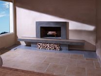 Concrete Fireplace Surround & Hearth With Wood Inlay 3 small