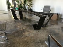 Industrial Steel Base With Parota Table Top 1 small