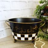 Vintage Check Small Towel Caddy Holder Black And White Check Vanity Organizer 2 small