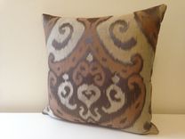 One Of A Kind, Golden Brown Decorative Pillow, Handmade With Designer Fabrics 2 small