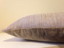 Taupe Raffia Print & Velvet Decorative Pillow 3 small