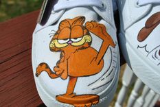 Funny Hand Painted Sneakers With Garfield And Odie Size 9 - Sold 2 small