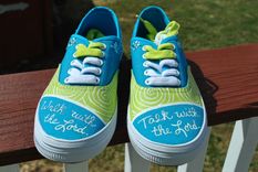 Christian Themed Hand Painted Sneakers Size 1 small