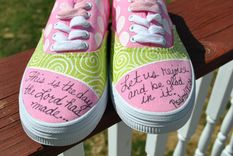 Christian Themed Hand Painted Sneakers Size 7.5 2 small