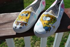 Funny Sponge Bob Sneakers Size 7 - Sold 2 small