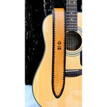 Personalized Tan Leather Guitar Strap With Black Border 6 small