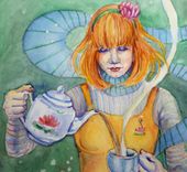 Art Nouveau Style Watercolor-Tea And Coffee 2 small