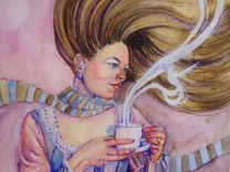 Art Nouveau Style Watercolor-Tea And Coffee 5 small