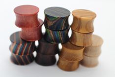 Wooden Ear Plugs Gauges, Exotic And Domestic Woods, Body Art Jewelry 4 small