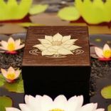 Inlaid Lotus Flower On Box Made Of Solid Wenge. Free Engraving And Shipping. Rb-73 1 small