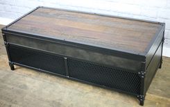 Vintage Industrial Lift Top Coffee Table. Reclaimed Wood & Steel. Metal Patina. Barnwood. 5 small