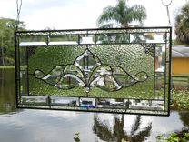 Traditional Vintage Look Victorian Stained Glass Panel Window Transom 2 small
