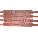 Customized Leather Rifle Sling Brown With Hand Tooled Design Slim Style Lightly Padded 2 small