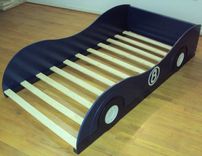 Stylized Sportscar Twin Kids Bed Frame - Handcrafted - Race Car Themed Children's Bedroom Furniture 2 small