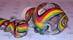 Rasta Chillum Pipe And Jar Set Austin, Tx - Happy Hollow Glass 3 small