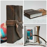 Leather Bound Handmade Western Journal Bandana Rodeo Bull Hide Copper Diary Watercolor Art Notebook 2 small