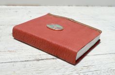 Handmade Cherry Red Leather Bound Journal Touring Diary Tulip Serigraph Art Notebook 3 small