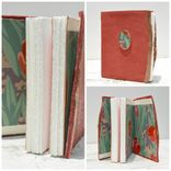 Handmade Cherry Red Leather Bound Journal Touring Diary Tulip Serigraph Art Notebook 4 small